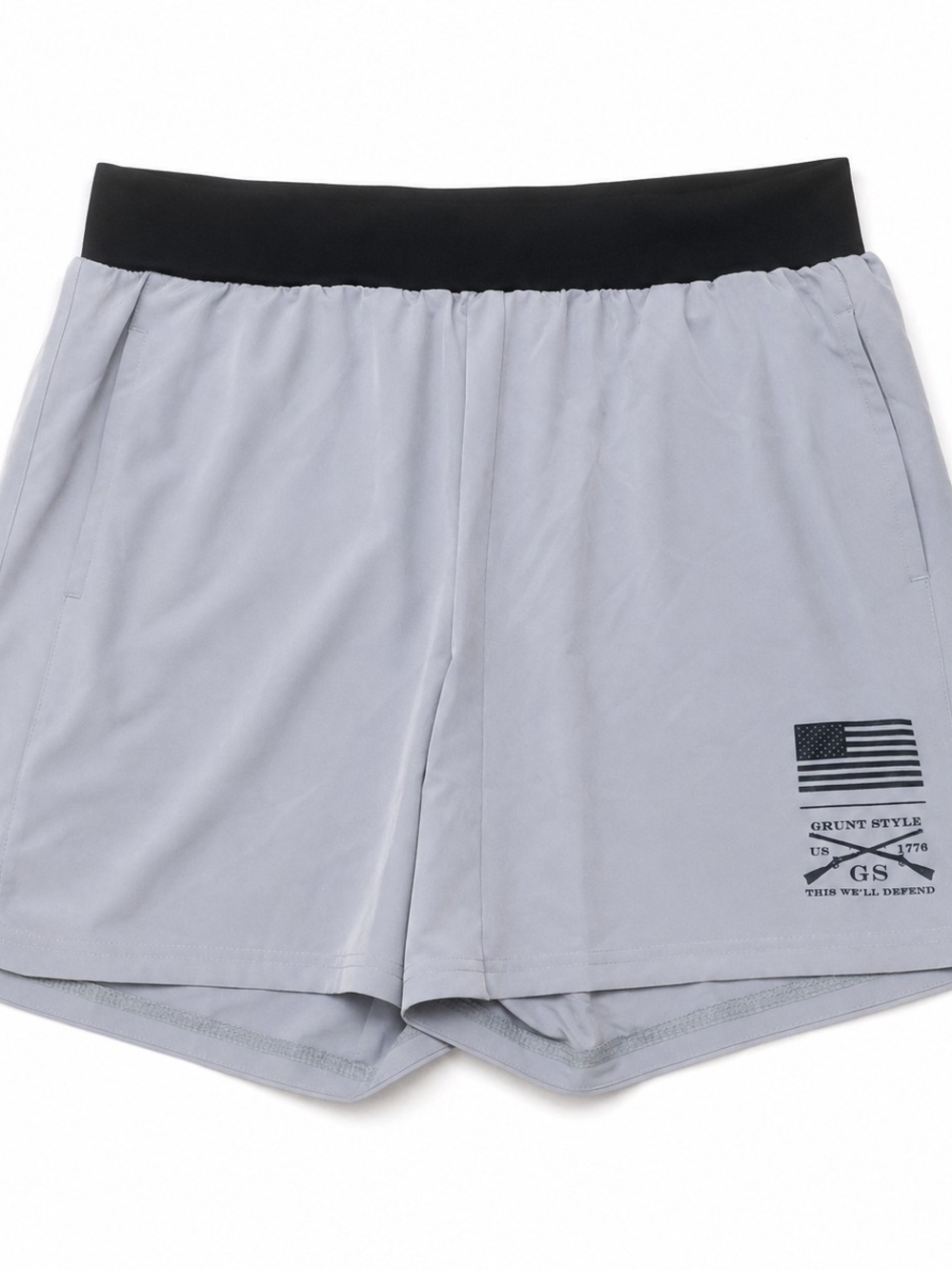 Grunt Style Men's Medium Gray Athletic Shorts 5" Inseam USA Flag